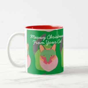 "Meowy Christmas From Your Cat" personalised gift Two-Tone Coffee Mug