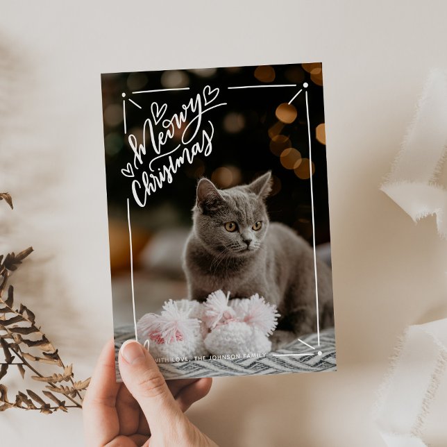 Meowy Christmas Full Photo Cat Pet Holiday Card (Creator Uploaded)