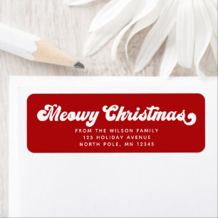 Meowy Christmas Fun Cat Modern Pet Return Address
