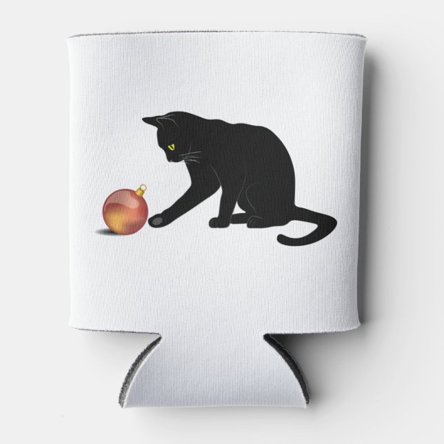 Meowy Christmas Funny Cat Can Cooler (Front)