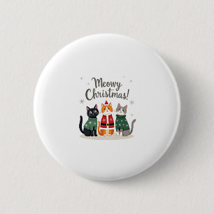 Meowy Christmas Funny Cat Christmas Holiday Xmas S 6 Cm Round Badge