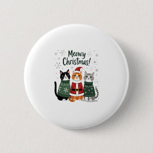 Meowy Christmas Funny Cat Christmas Holiday Xmas S 6 Cm Round Badge