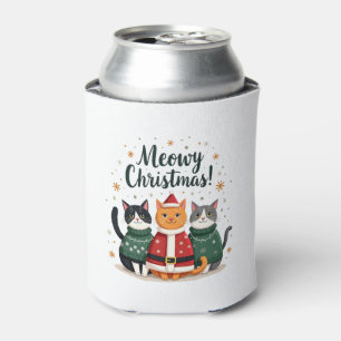 Meowy Christmas Funny Cat Christmas Holiday Xmas S Can Cooler