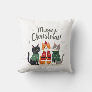 Meowy Christmas Funny Cat Christmas Holiday Xmas S Cushion