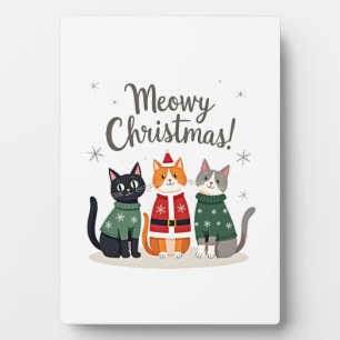 Meowy Christmas Funny Cat Christmas Holiday Xmas S Plaque