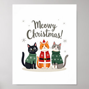 Meowy Christmas Funny Cat Christmas Holiday Xmas S Poster