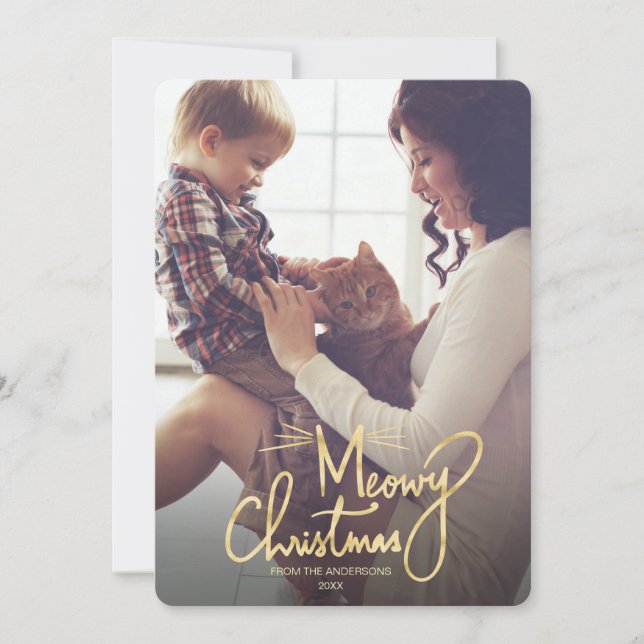 Meowy Christmas Funny Cat Christmas Photo Card (Front)