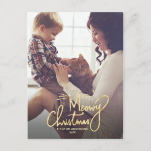 Meowy Christmas Funny Cat Christmas Photo Holiday Postcard