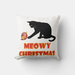 Meowy Christmas Funny Cat Cushion