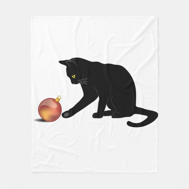 Meowy Christmas Funny Cat Fleece Blanket (Front)