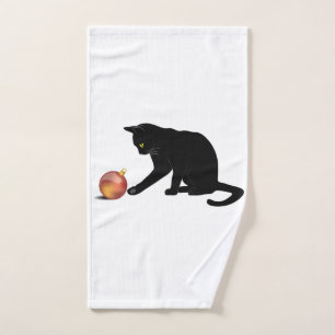 Meowy Christmas Funny Cat Hand Towel