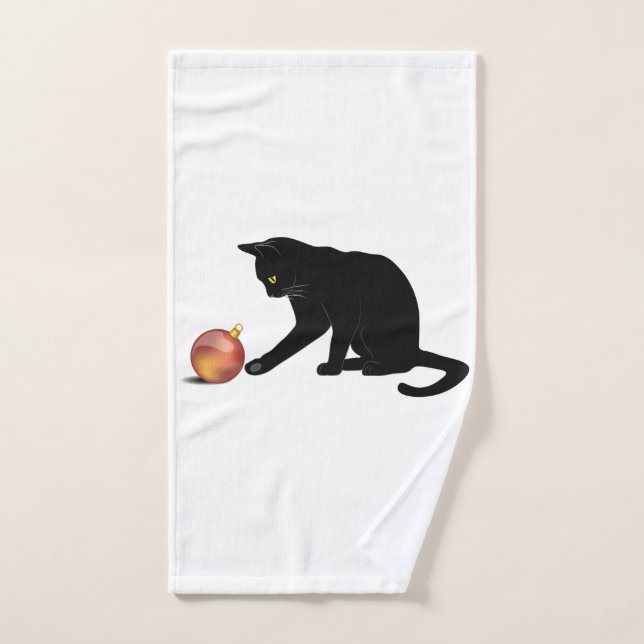 Meowy Christmas Funny Cat Hand Towel (Hand Towel)