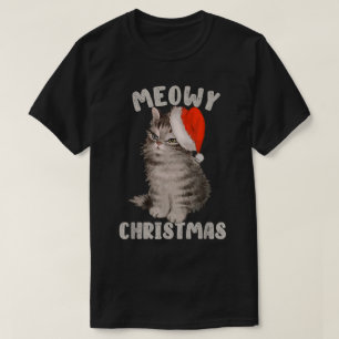 Meowy Christmas Funny Cat Holiday Design T-Shirt