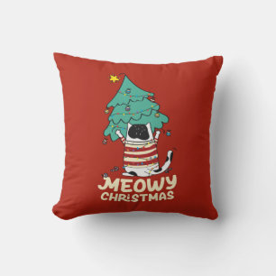 Meowy Christmas Funny Cat Lover Cushion