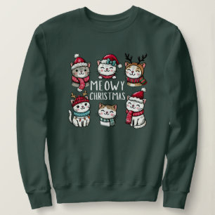 Meowy Christmas Funny Cat Lover Sweatshirt