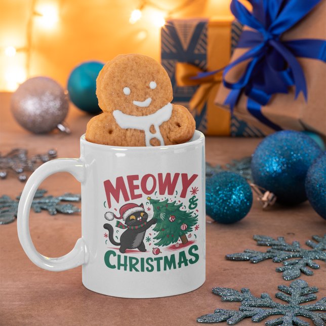 Meowy Christmas - Funny Cat Lovers Coffee Mug (Creator Uploaded)