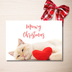 Meowy Christmas Funny Cat Photo Holiday Card