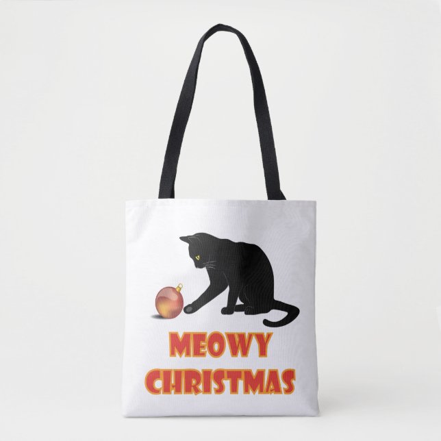 Meowy Christmas Funny Cat Tote Bag (Front)