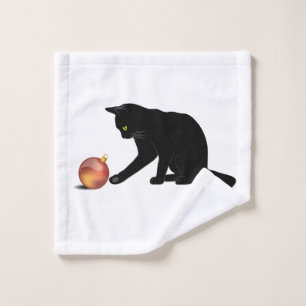 Meowy Christmas Funny Cat Wash Cloth