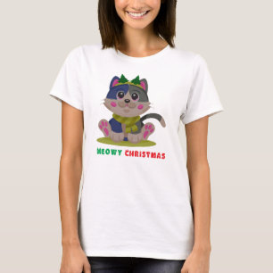 Meowy Christmas, Funny Catmas T-Shirt