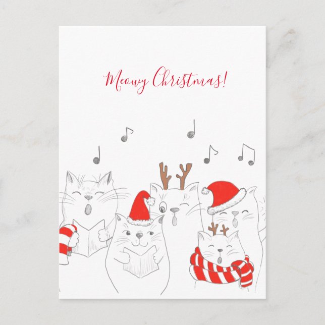 Meowy Christmas! Funny Cats/ Personalised Postcard (Front)