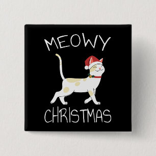 Meowy Christmas - Funny Christmas 2022   15 Cm Square Badge
