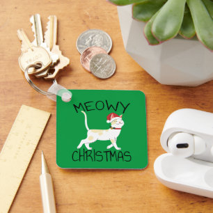 Meowy Christmas - Funny Christmas Key Ring