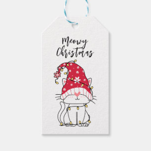 Meowy Christmas Funny Cute Cat Holiday Gift Tags