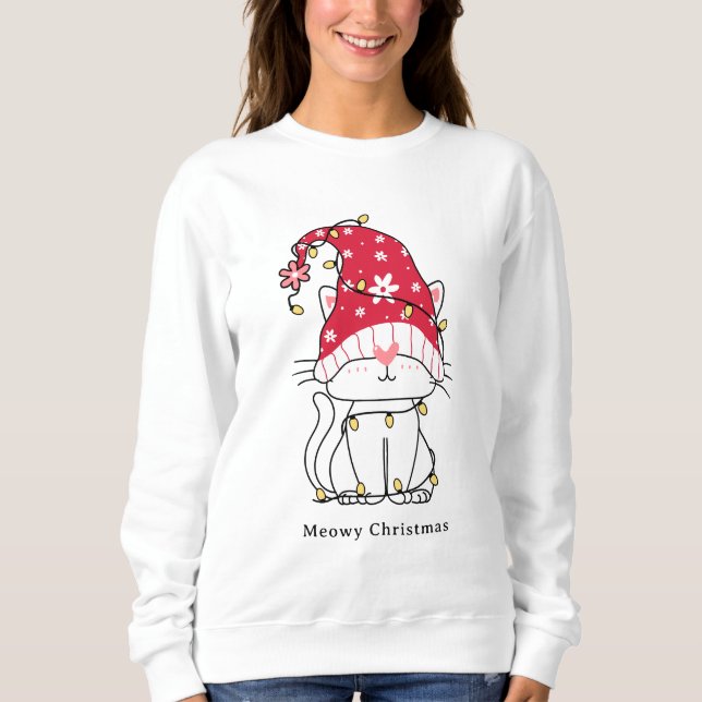 Meowy Christmas Funny Cute Santa Cat Custom  Sweatshirt (Front)