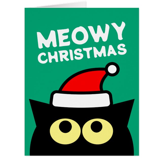 Meowy Christmas funny greeting card for cat lovers (Front)