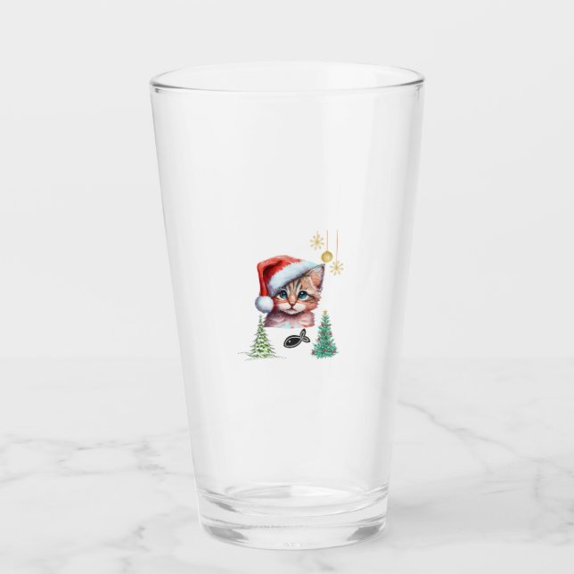 Meowy Christmas! Glass (Front)