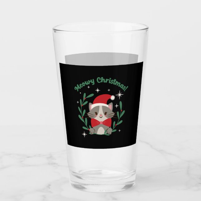 Meowy Christmas     Glass (Front)