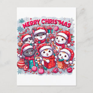Meowy Christmas Greetings: Festive Feline Postcard