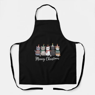 Meowy Christmas Happy Cat Year Cat Lover Xmas Apron