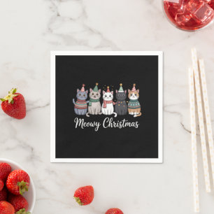 Meowy Christmas Happy Cat Year Cat Lover Xmas Napkin