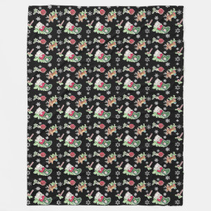 Meowy Christmas Happy Reindeer Fleece Blanket