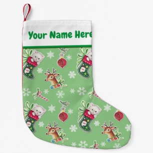 Meowy Christmas Happy Reindeer Small Christmas Stocking