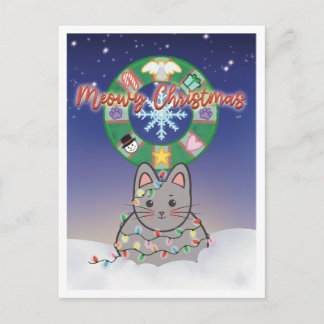 Meowy Christmas Holiday Cat Postcard