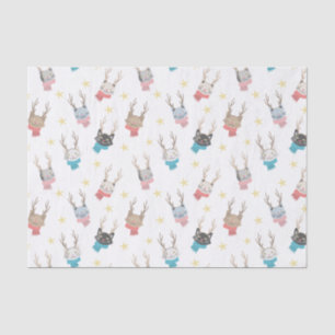 'Meowy Christmas' Holiday Cats In Antlers Pattern Tissue Paper