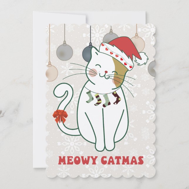 "MEOWY CHRISTMAS"  INVITATION (Front)