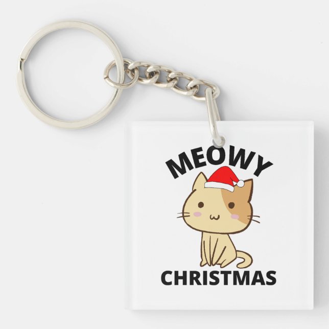 Meowy Christmas       Key Ring (Front)