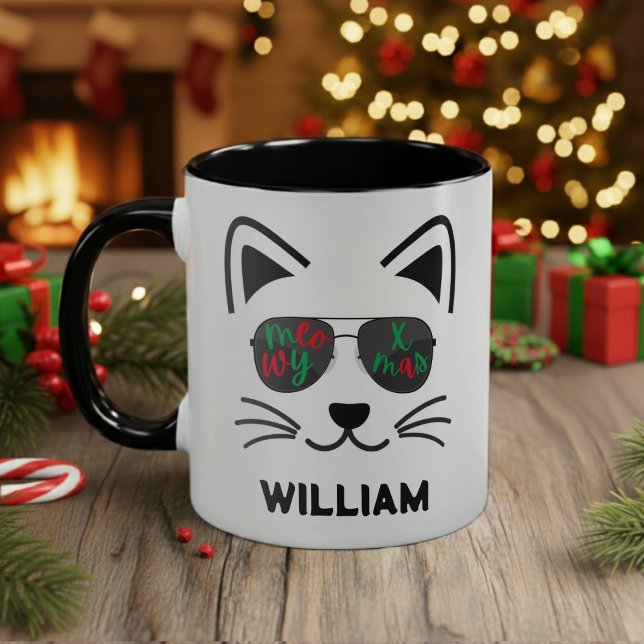 Meowy Christmas Kitty Cat Sunglasses Coffee Mug (Meowy Christmas Sunglasses Kitty Cat Coffee Mug
)