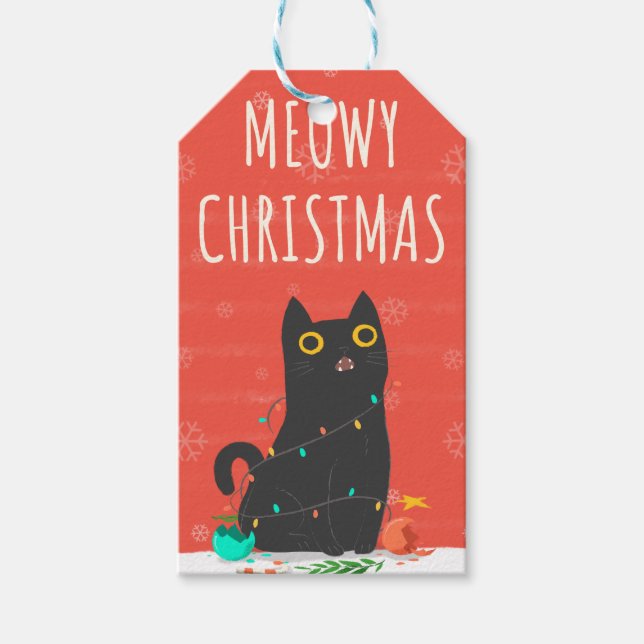 Meowy Christmas Kitty Christmas Gift Tag (Front)