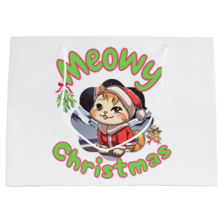 Meowy christmas  large gift bag