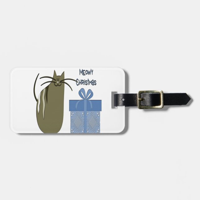 Meowy Christmas Luggage Tag (Front Horizontal)