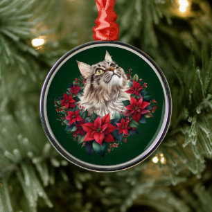 Meowy Christmas Maine Coon Cat  Metal Tree Decoration