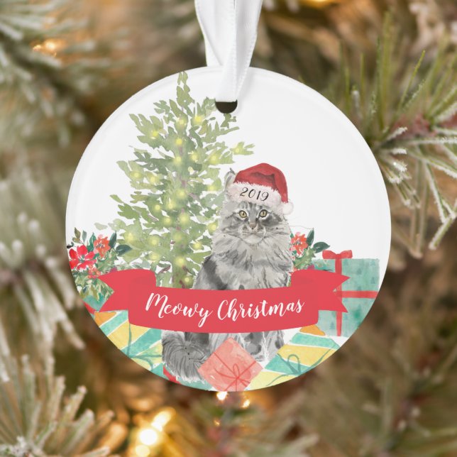 Meowy Christmas Maine Coon Cat Ornament (Tree)