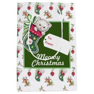 Meowy Christmas Medium Gift Bag