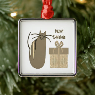 Meowy Christmas Metal Tree Decoration