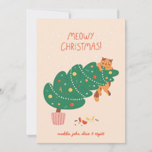 Meowy Christmas - Mischievous Feline Fun Holiday Card